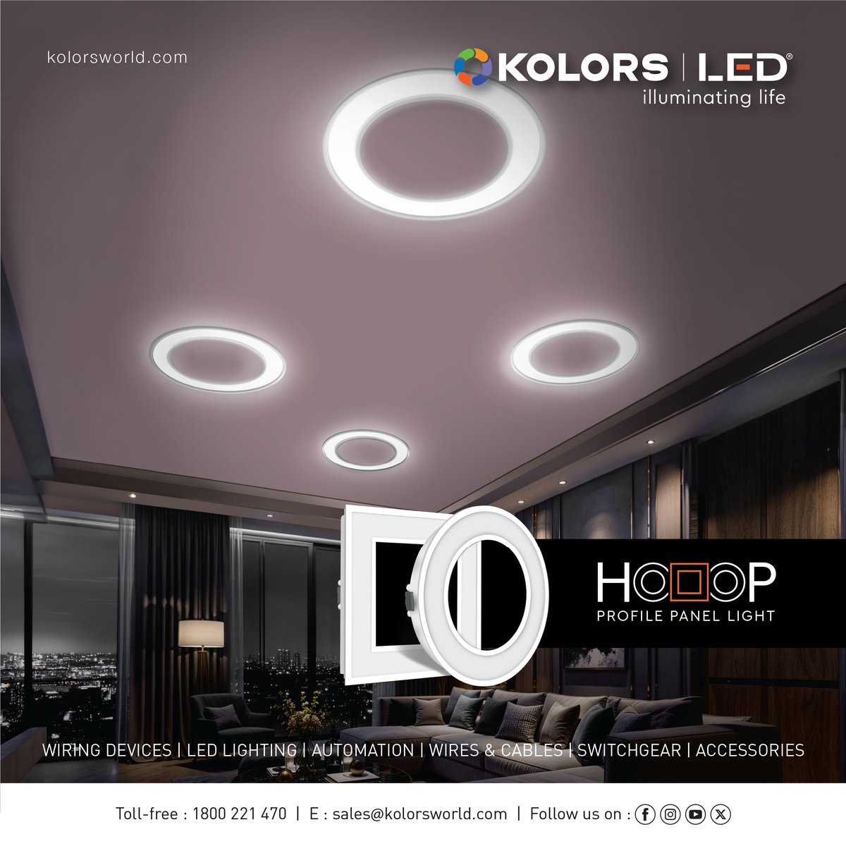 KolorsIndia_tw's tweet photo. KOLORS HOOOP Profile Panel Light gives ceilings a distinctive new expression with its contemporary shape and design, creating stylish and efficient LED illumination for modern interiors.✨
#PanelLight #InteriorLighting #LEDLighting #ModernInteriorLighting #KolorsLED https://t.co/EtdNVnEmtu