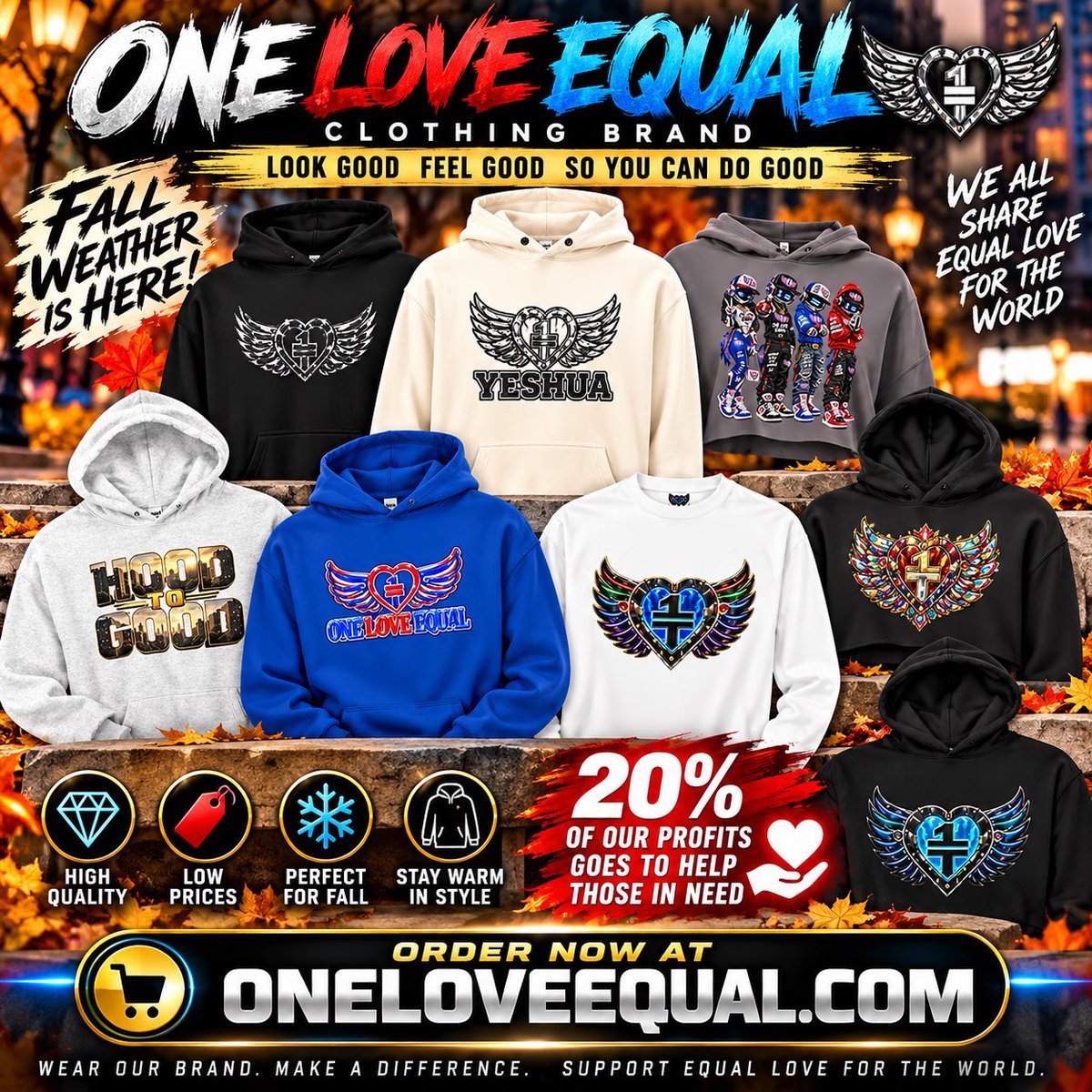 1loveequal's tweet photo. 🍂🔥 FALL SEASON IS HERE! 🔥🍂 Rock your One Love Equal hoodies and represent Equal Love for the World! ❤️🌎 We’re the brand that Cares 🙏🏽 Shop the fall collection at https://t.co/4x4n3nnLRF⁠ or come support us in person at the Kingston Collection! 💯#oneloveequal https://t.co/2VdtnA4ewa