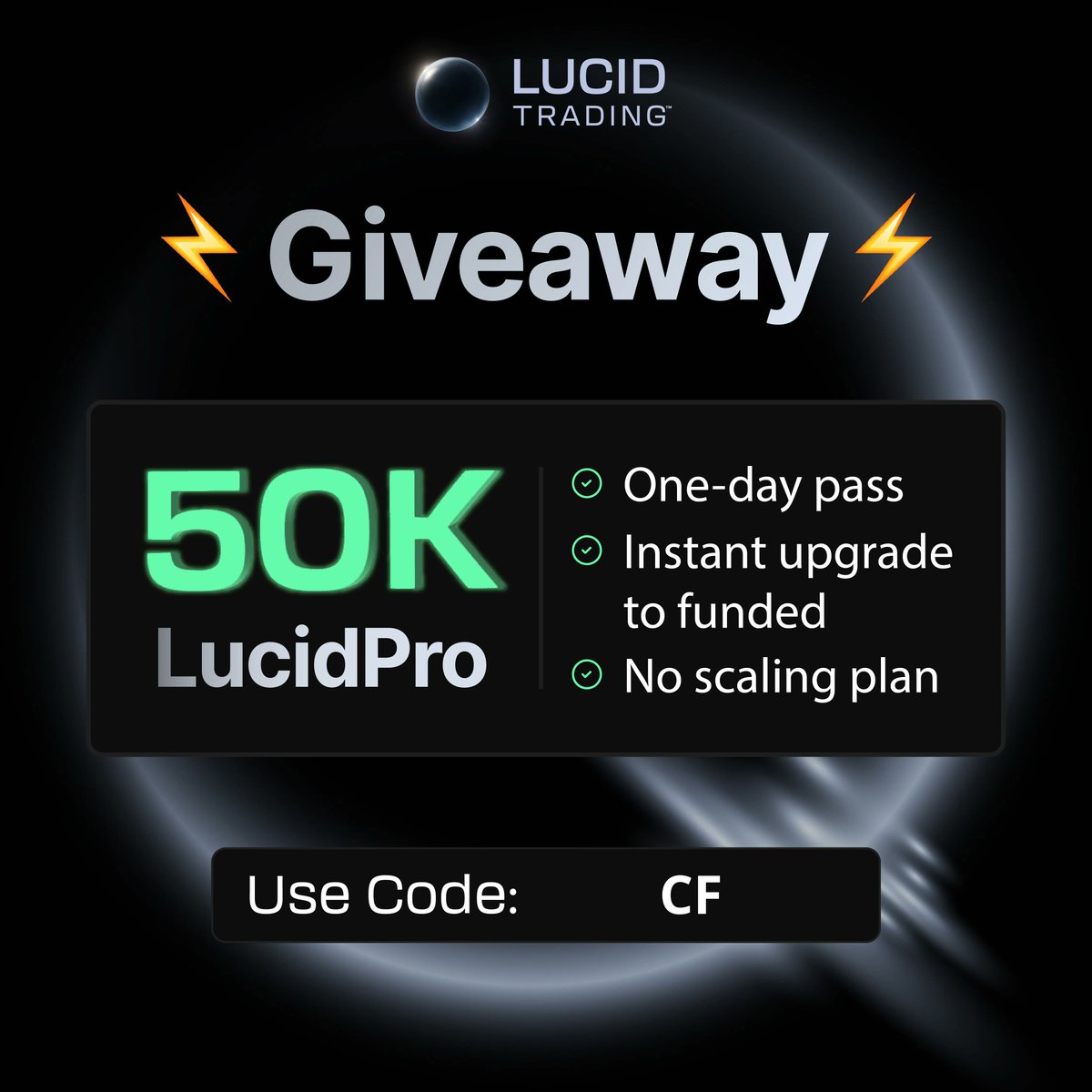 AllenTrades's tweet photo. Flash giveaway.

I went quiet for a few weeks.

Making it up with a 50K LucidPro eval.

To enter:
- Like this post
- Tag a trader friend
- Comment what you want to see $NQ do this week

Winner announced Friday 4PM EST.

$NQ $MNQ https://t.co/cZiEV6uK8H