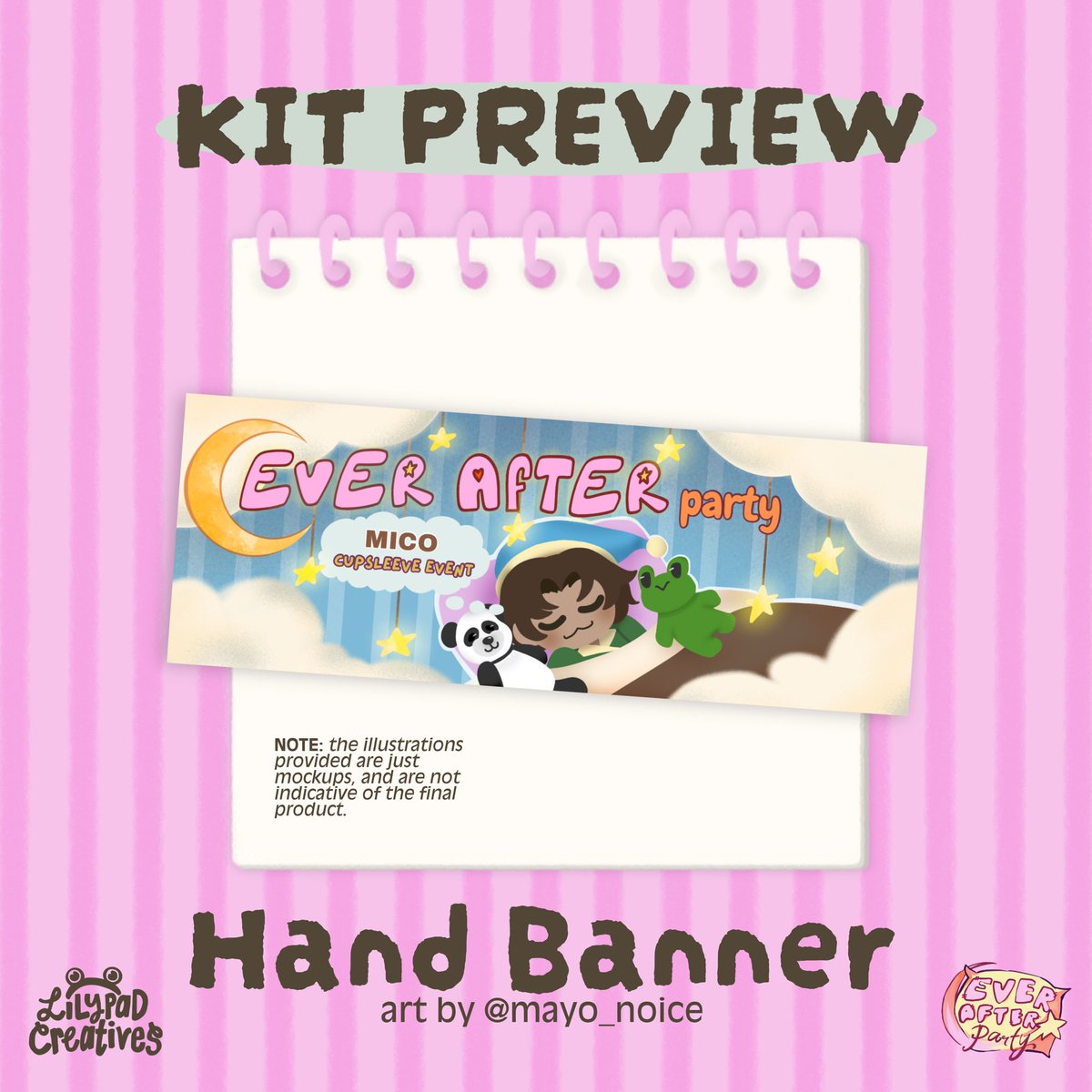 lilypad_create's tweet photo. 🧸 🛌 MERCH PREVIEW 🏠🇵🇭

💚 Handbanner by @/mayo_noice

Registration for EVER AFTER PARTY: MICO CUPSLEEVE EVENT is officially closed!

EVER AFTER PARTY 🎇🎊 MICO CSE 
🗓️: November 22, 2026 1:00 - 5:00 PM
📌: Metro Café, METL!VE, Metro Manila, Pasay City https://t.co/JMl5YGoEMO