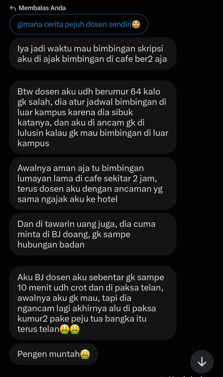 wijaknt's tweet photo. awalnya di paksa dosen buat nelen pjh supaya bisa lulus bimbingan tapi sekarang malah jadi fantasy liar pengen nelen pjh yang di simpen selama 30hari ngak kebayang gimana rasanya jika bener km lakukan,dan  untungnya waktu sama dosen cuman nelen pjh aja ngak sampe di ewein kamu. https://t.co/nwyIM3QoY3