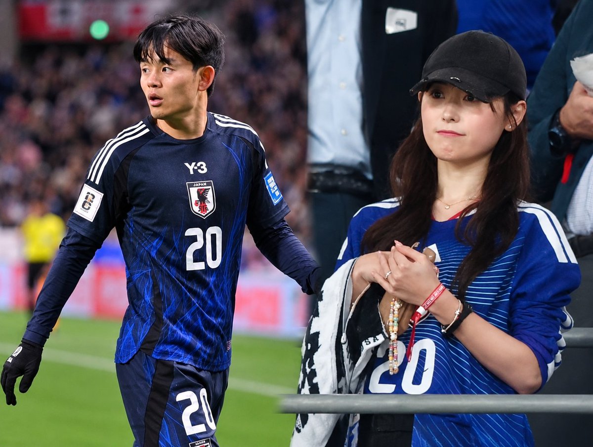 ksp0cy's tweet photo. 【にっこり】なんと微笑ましい光景だ

#サッカー日本代表

福原遥さんが久保建英選手のユニフォームを着て応援している！

新婚さんだもんね💗 https://t.co/RmkF8KJosE