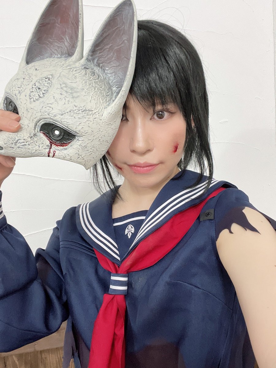 HARUTAcosp's tweet photo. てな訳で昨日は狐面雛子やってきたよ！！ https://t.co/WbEMqjwI9L