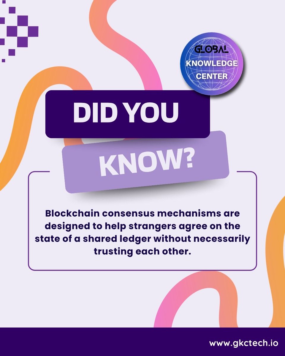 Gkctechio's tweet photo. Blockchain consensus: helping strangers agree without needing to trust each other. 🔗🤝
#Blockchain #Consensus #Web3 #BlockchainTechnology #GKCTech https://t.co/vvP0txItAX