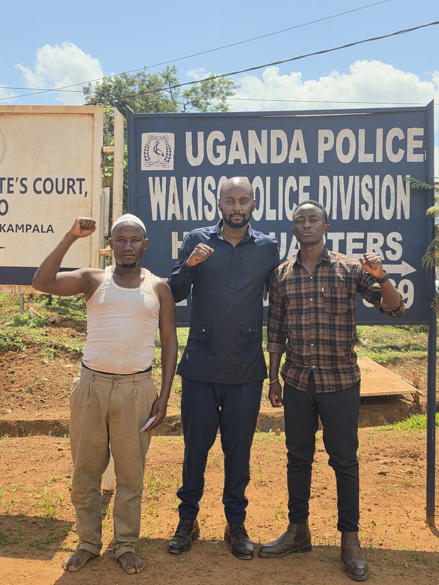 DavidLRubongoya's tweet photo. Today at Wakiso Police, we followed up on our six comrades who were arrested from St. Francis of Assisi Catholic Church in Bulenga yesterday. Thankfully they have been released on police bond, although they should never have been arrested in the first place. The six are Ayesiga Promise aka Mr. Nsi, councillor Sserunjoji David, Nyombi Moses, Sarah Namutebi, Namaganda Annet and Mugume Musa. Aluta continua! Supporting @NUP_Ug is not a crime.