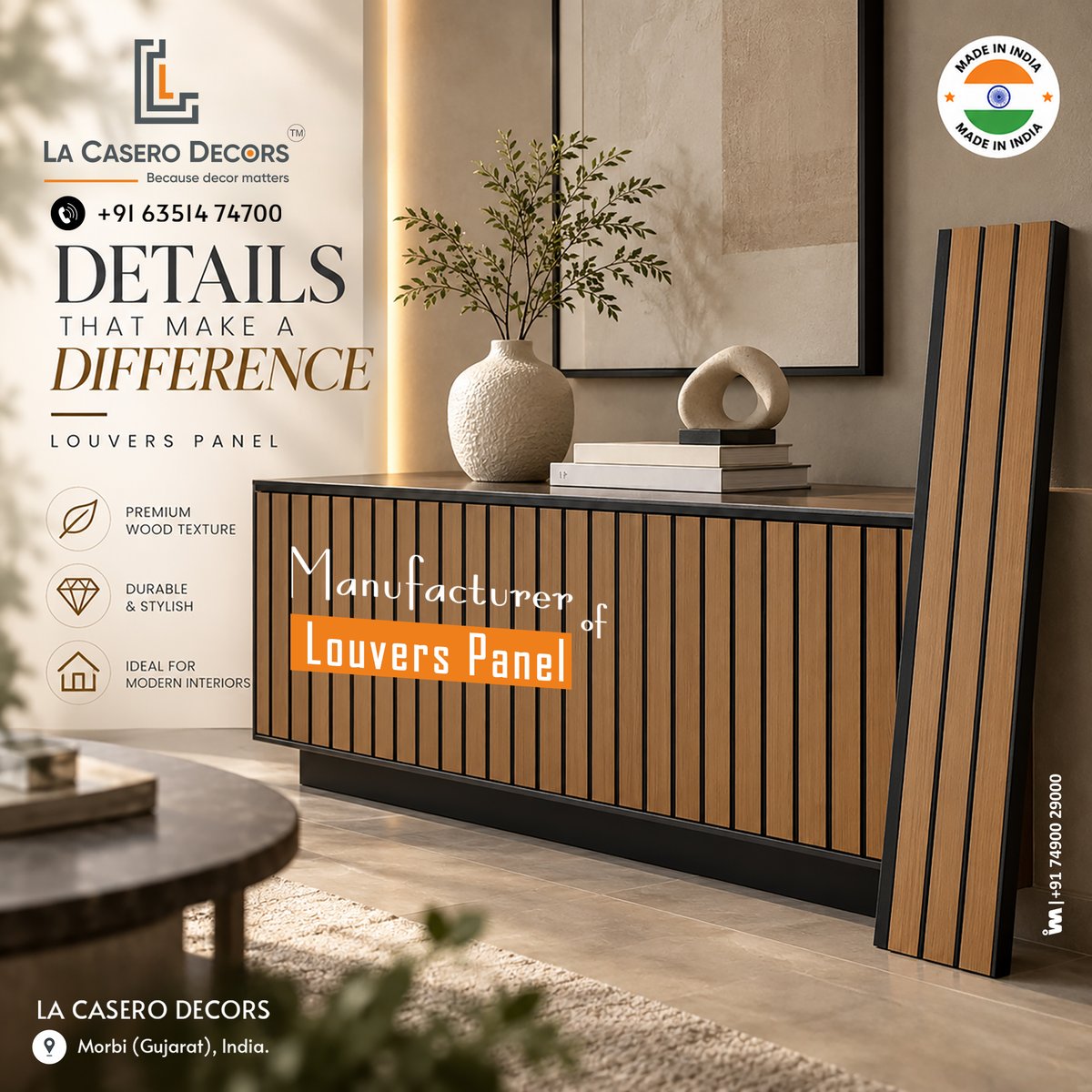 ibais_wooden's tweet photo. LA CASERO DECORS (MORBI)
For enquiry via WhatsApp click: https://t.co/VE3DzmIwoz
Mr. Jill Bhalodiya: +91 6351474700
#LaCaseroDecors #LaCasero #LouversPanel #walllouvers #walldecor #WallPanels #LouversManufacturer #InteriorDesignIndia #MadeInIndia #HomeDecor
.
@ibais_wooden https://t.co/CLguPXpuF4