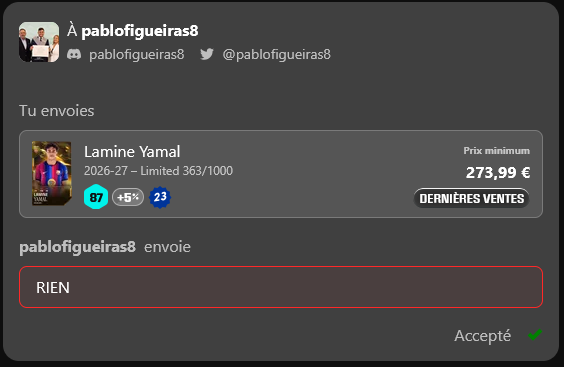 packfeverTCG's tweet photo. 🚨 HERE WE GO! 🚨

Packfever → Sorare ✅

@pablofigueiras8 pulled Lamine Yamal (FC Barcelona 🇪🇸) T0 in-game
→ real In-Season Sorare card now delivered to their wallet 🔵🔴

The bridge works

Done deal

#Sorare #Packfever https://t.co/p4TX4l20XR