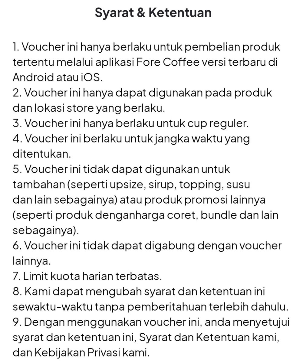 gleoitte's tweet photo. jasdor jasa order <NO FEE> Fore coffee diskon 25% s.d 50k (no min. transaksi) 

cara hitung: harga minum - 25%. 

- available pick up/delivery. 
- sistem payment langsung ke QRIS Fore. 
- syarat &amp; ketentuan dari Fore bisa dibaca di bawah. 

dm atau tele untuk cek harga/more info. https://t.co/AirMYNElEI