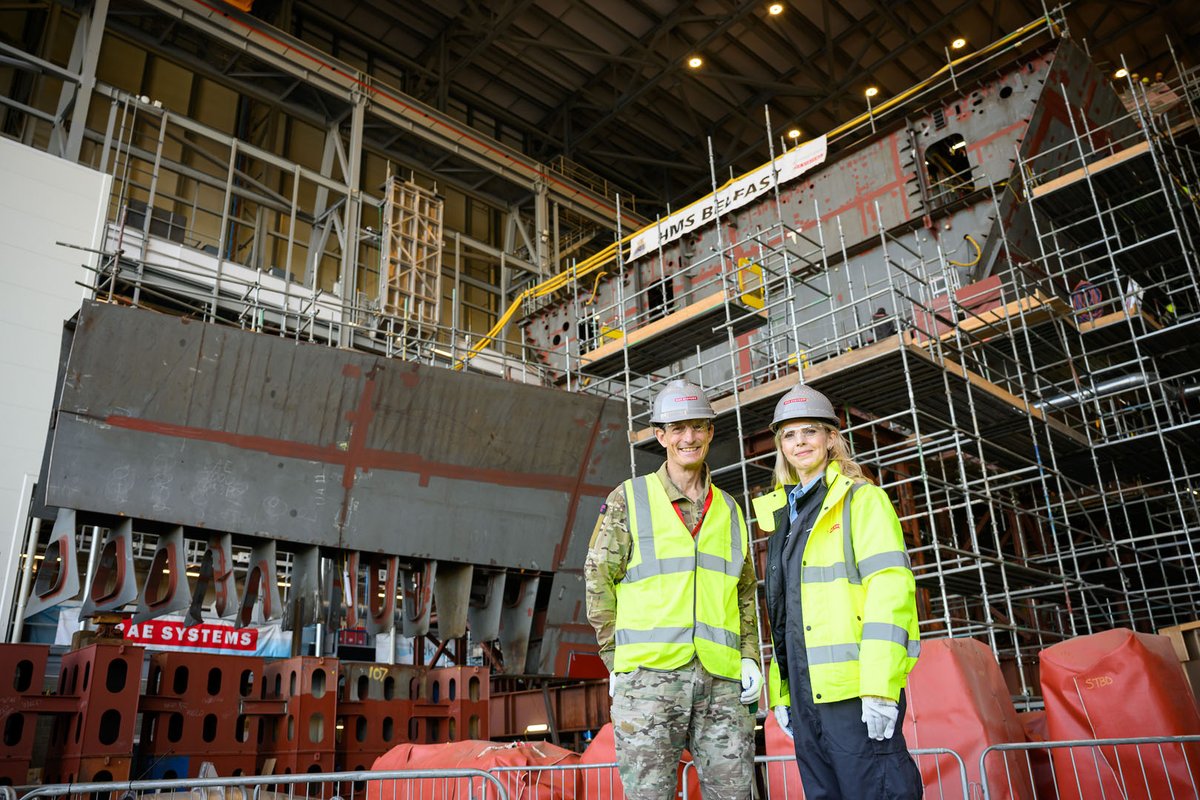 RoyalNavy's tweet photo. The Countess of Antrim has promised to be 'a life-long companion' to the men and women of HMS Belfast after being named the new frigate's Sponsor.

She visited @BAES_Maritime Govan yard to see the Type 26 and meet those involved in the programme.

https://t.co/hCjJ2FbnQb https://t.co/ZjzLqGJYvS