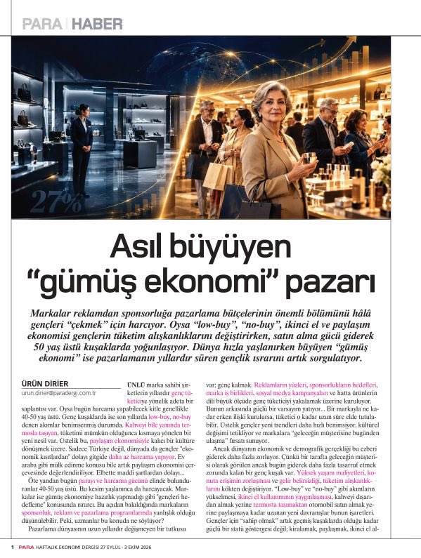 OmurdenSezgin's tweet photo. Para dergisi kapak konusu: Gümüş ekonomi pazarı 
“Türkiye, yakın geleceğin önemli gümüş ekonomi pazarı” yorumumun detaylarını paylaşıyorum. 
Siz ne dersiniz? https://t.co/C8eEh0quiq