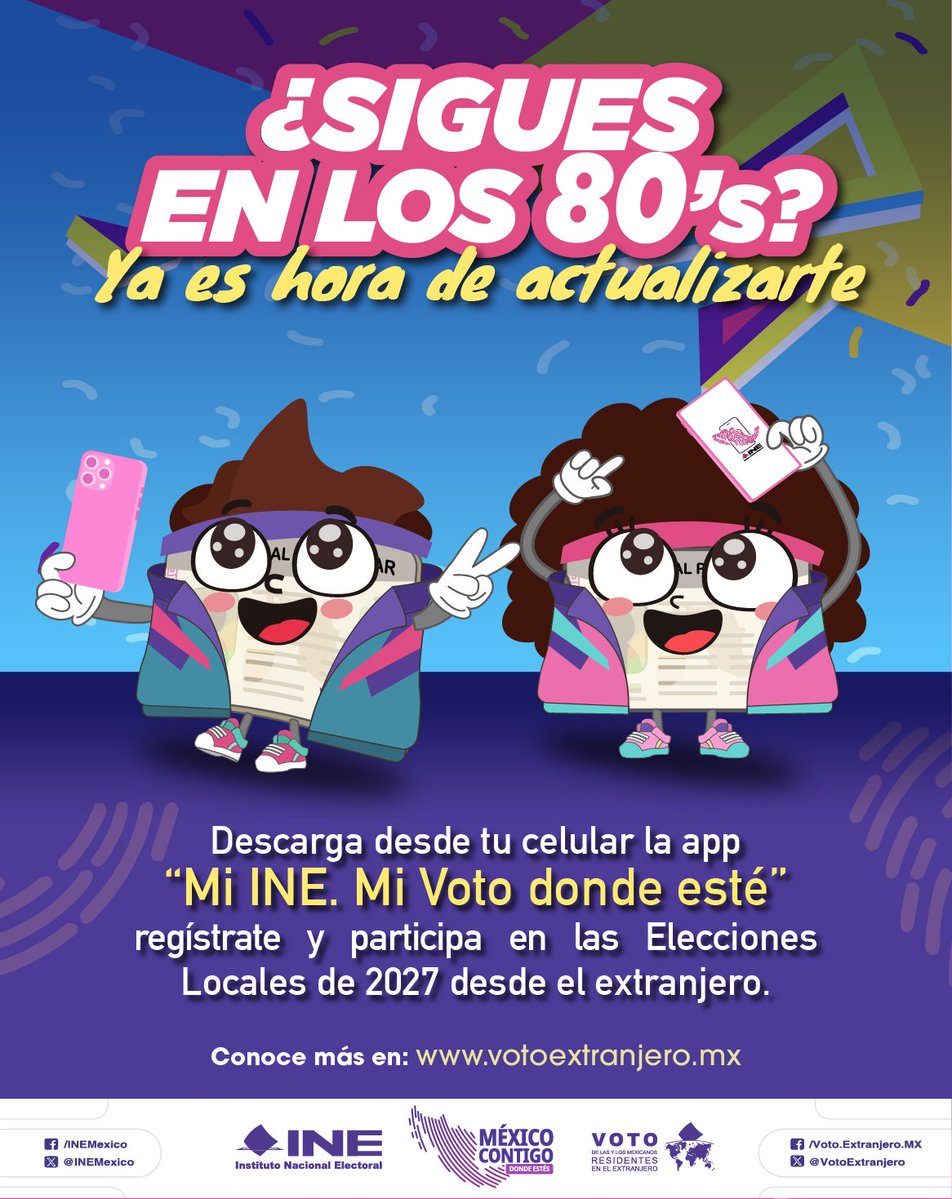 EmbaMexInd's tweet photo. 🌎 ¡No te quedes fuera, regístrate y vota en las próximas elecciones de 2027! 🗳️
#VotoExtranjero #INEMéxico https://t.co/bLMlPxkJf4