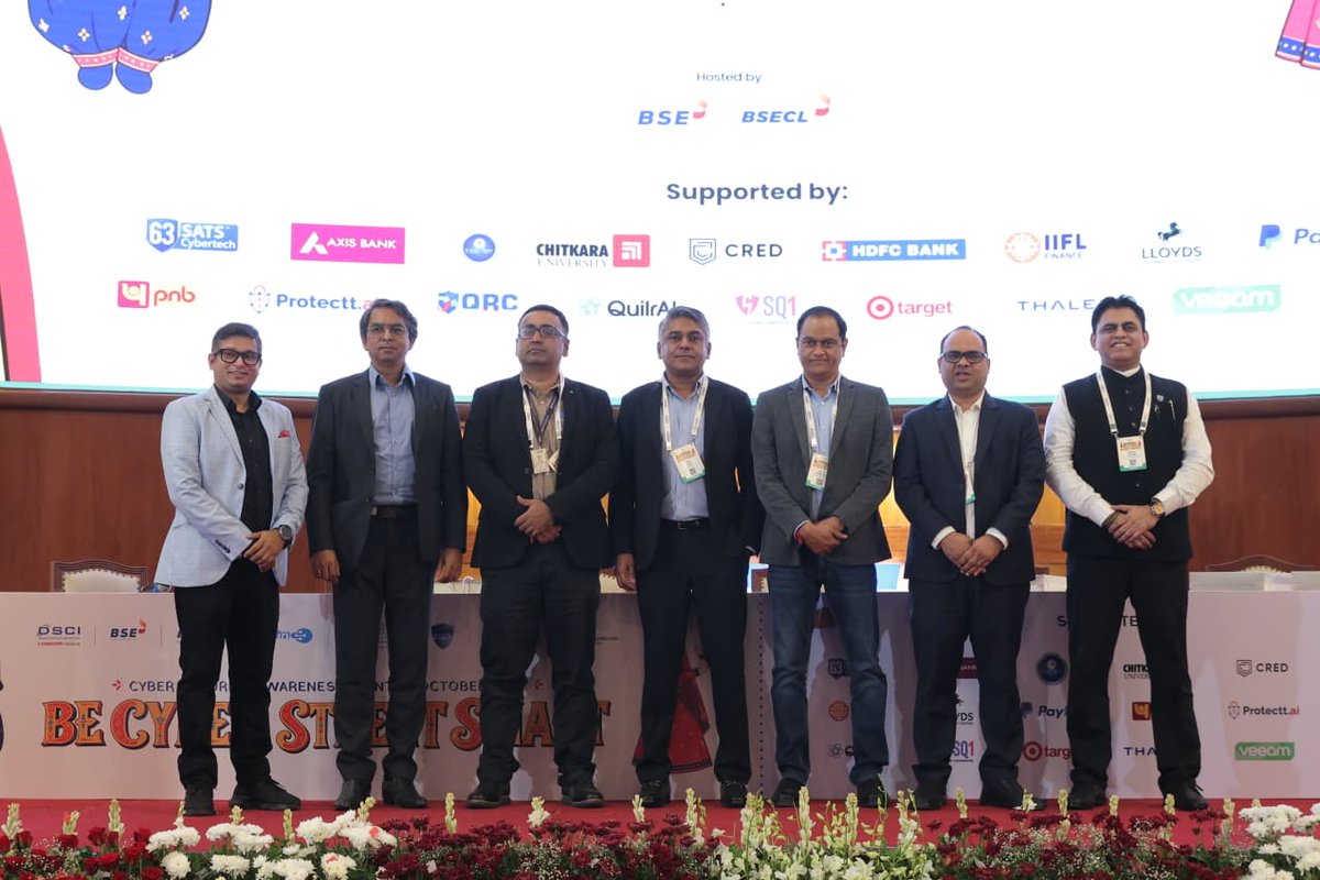 DSCI_Connect's tweet photo. Reflecting on the grand ceremony that opened #CyberSecurityAwarenessMonth2026 

What a way it was to begin. At @BSEIndia , Mumbai, we officially launched #BeCyberStreetSmart, bringing the timeless storytelling tradition of Kathputli into the digital age to help everyone pause, think and choose wisely online.

The day had a bit of everything. There was the lamp lighting with our partners and two thought-provoking panels on AI, trust and fraud resilience. A keynote from @MahaCyber1  reminded us that awareness is our strongest defence. And then the bell rang, and the show began. A heartfelt thank you to BSE, India and BSECL for hosting us.

The curtain has been up for a few days now, and the show is in full swing. The strings are in our hands all through October. Let's hold them well.
Explore the campaign and join the show: https://t.co/YbsXlIMhbR

@IndianCERT @Cyberdost #GovernmentofMaharashtra (GoM) @GoI_MeitY
@63Sats @AxisBank @CIDKarnataka (#CCITR)
@ChitkaraU @CryptoCred @HDFC_Bank @iiflcapital
@LloydsBank @PayPal @pnbindia  https://t.co/uLOJvhnsae @QRC_Assurance @Quilr_Security @sq1_security @TeamTargetIndia @Target @ThalesDigiSec
@Veeam @ZSAssociates