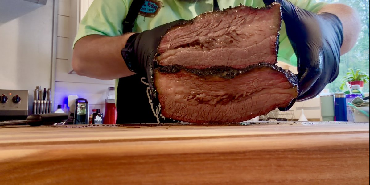 JonPowell81's tweet photo. Couple of still shots from the brisket cutting video. Mouth is still watering this morning! 🤣 https://t.co/zn4uKTONfn