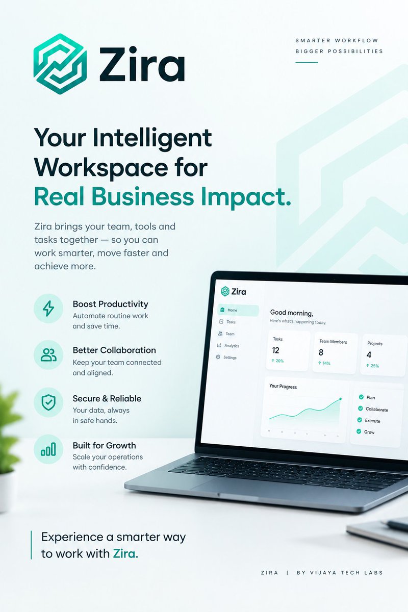 heyZiraAR's tweet photo. Work smarter. Move faster. Grow better. 

✨ Boost productivity
🤝 Improve collaboration
🔒 Stay secure &amp; organized
📈 Build for growth 

Discover a smarter way to work with Zira.

#Zira #VijayaTechLabs #BusinessAutomation #Productivity #SaaS #DigitalTransformation #BusinessGrow https://t.co/N9VBvIsiGJ