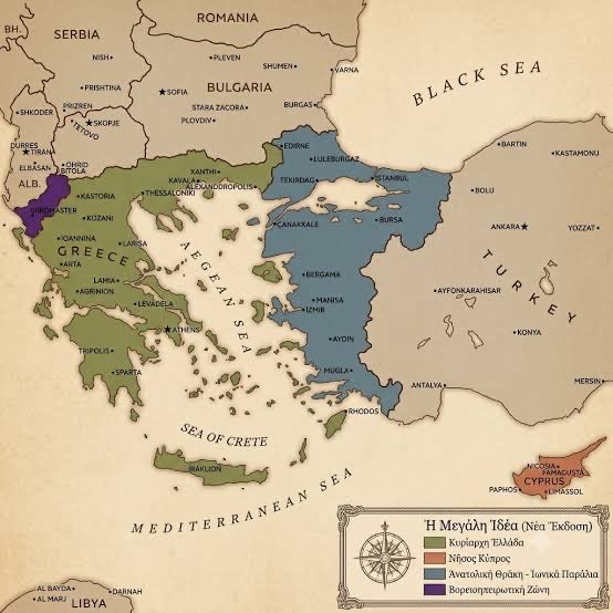HellenicEchoes's tweet photo. We need to make clear that if Turkey attempts to invade us, that we will fight back and make this map a reality instead 🇬🇷 https://t.co/k0lkFrGAHT