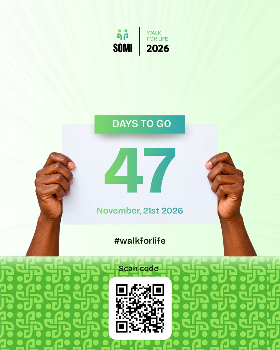 SavingOurMen's tweet photo. Why you should register for the SOMI Cancer Walk 2026?
Because this isnโt just a walk. Itโs a step towards a healthier future.
๐
21 November 2026
โฐ 7:00 AM (WAT)
Register today. https://t.co/jHi0nRNygp
Bring someone with you. And letโs #WalkForLife together. https://t.co/id2TENC80v
