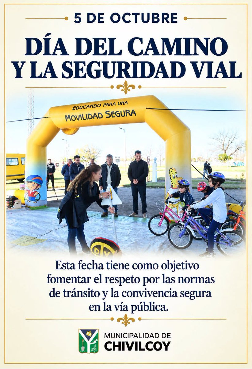 MuniChivilcoy's tweet photo. 🛣️ 5 de octubre: Día del Camino y la Educación Vial

👉 Esta fecha invita a reflexionar sobre la importancia de los caminos y las rutas como vías de conexión e integración entre las comunidades, así como sobre la necesidad de promover una circulación segura y responsable.

📚 La conmemoración se relaciona con el Primer Congreso Panamericano de Carreteras, realizado en 1925, que impulsó el desarrollo de la infraestructura vial en nuestro país y en la región.

🚗 Respetar las normas de tránsito y promover una educación vial responsable es fundamental para cuidar la vida de todos.

@BritosGuillermo