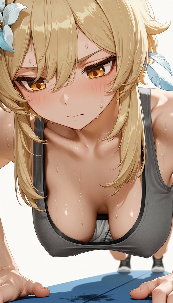 Nyurulu's tweet photo. Push-up Lumine

腕立て 蛍

#GenshinImpact #原神 https://t.co/tHKZzxBEEt