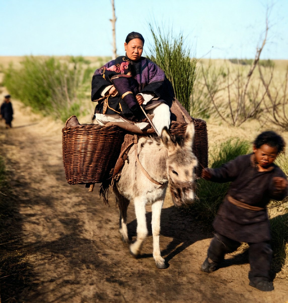 AmyWildkndp's tweet photo. El antiguo camino de arena por la orilla del mar, donde un burro lleva un fardo y alguien lo quiere marcar con un hierro. https://t.co/ymmh0dMdID