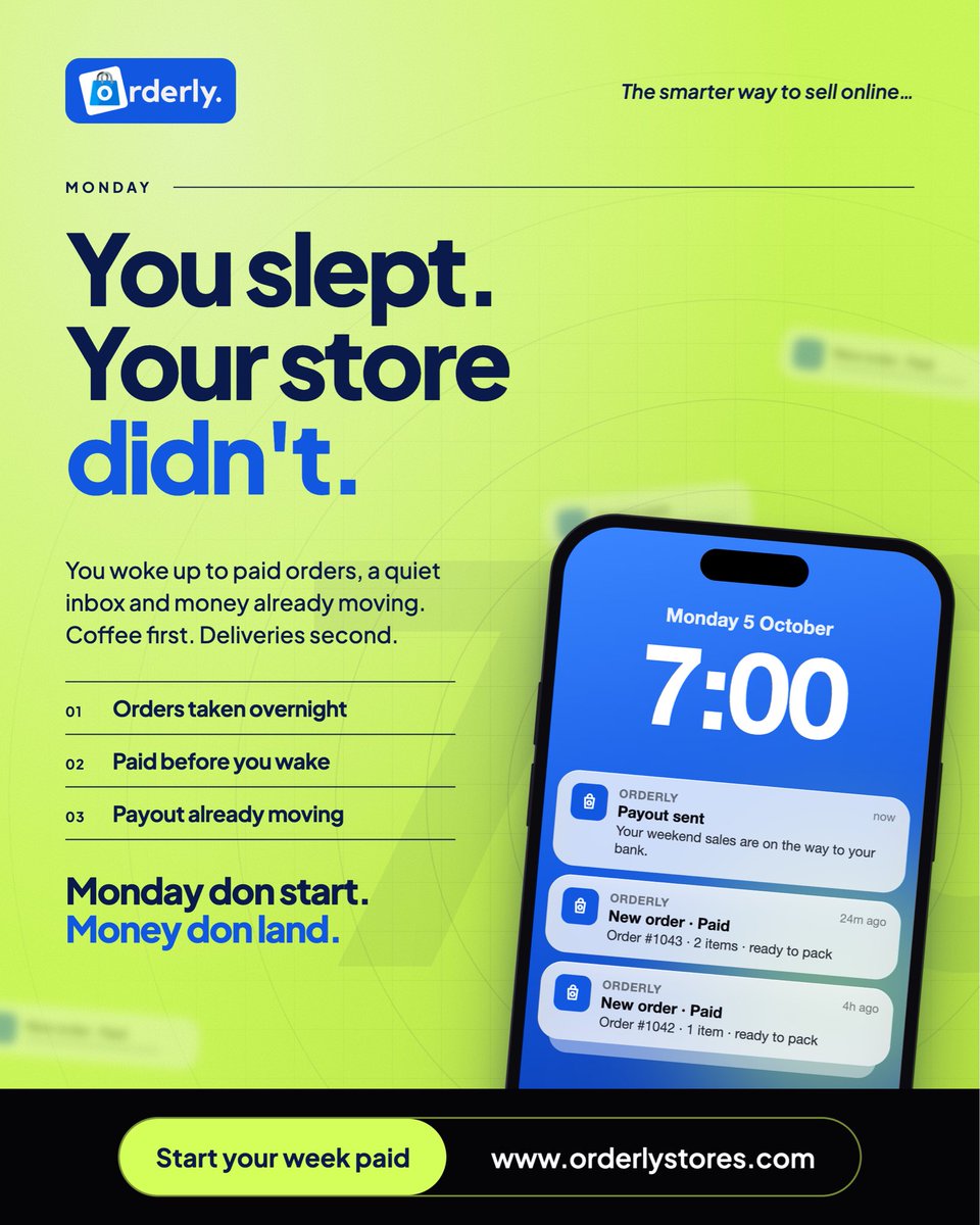 orderlystores's tweet photo. Monday morning, two kinds of vendors:

One is replying "Good morning, still available?" to someone who asked on Friday.

The other woke up to "Payout sent."

Pick a side. https://t.co/8ZFcQlN46H https://t.co/VJzdIKrK8H