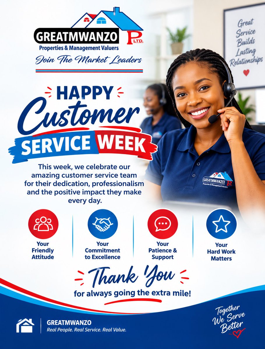 greatmwanzo's tweet photo. Customer Service Week isn’t just answering calls. It’s the follow-up, the attention to detail, the “let me sort that out for you” and sometimes, simply doing a little more. 

This Customer Service Week isn’t, we’re celebrating the people who keep showing up &amp; going extra mile. https://t.co/54BU8HaZ9D