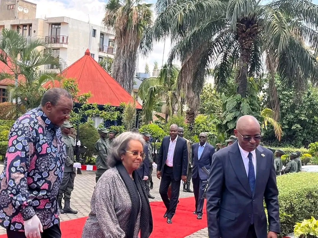 GuerschoMohamed's tweet photo. Les anciens Présidents #Uhuru_Kenyatta du #Kenya et Sahle-Work #Zewde de l'#Ethiopie font partie de la délégation du Panel des facilitateurs de l'Union africaine (#UA), qui sont arrivés cet avant-midi à Goma, capitale provinciale du Nord-Kivu. https://t.co/s372OnpW5m