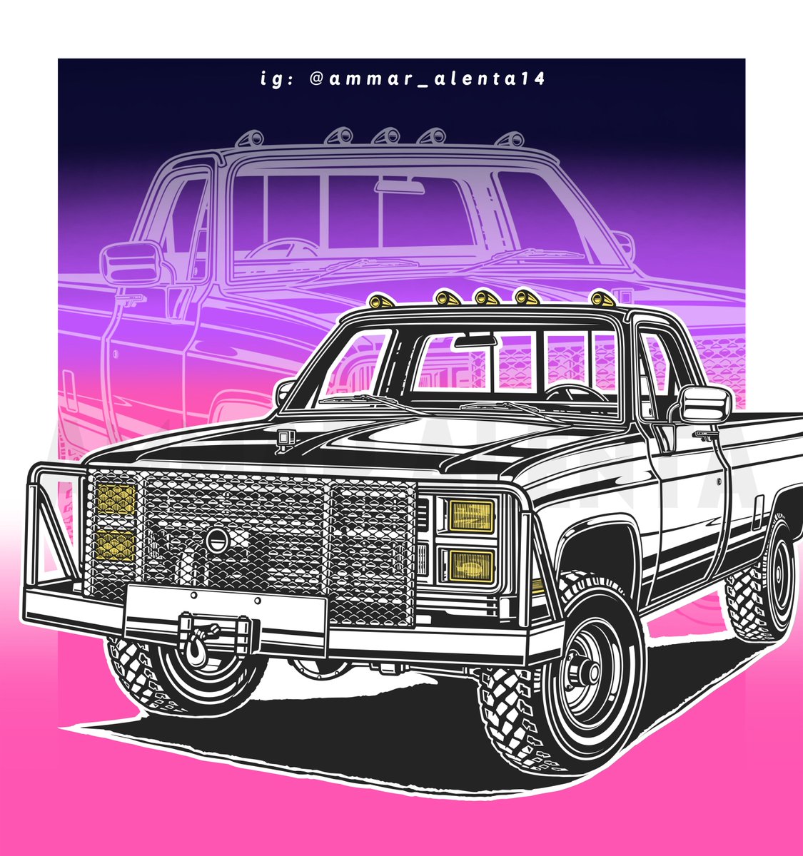 ammar_alenta's tweet photo. Ready for any trail.
Feel free to reach out if you'd like your vehicle illustrated :D

#truckart #lineart #chevrolet #offroadtrucks #automotiveart https://t.co/AOPYJgTGRe