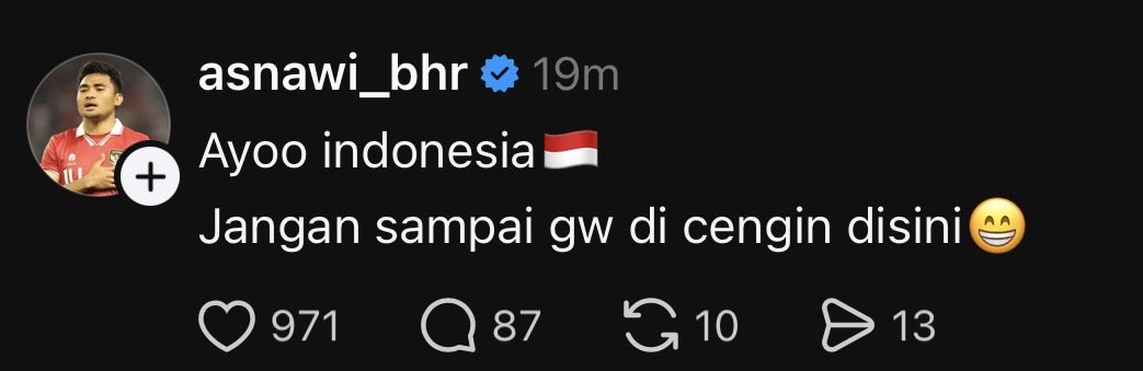 Xabilonia's tweet photo. Cuitan dari Asnawi 😭🤣 https://t.co/9prYDPGeAF