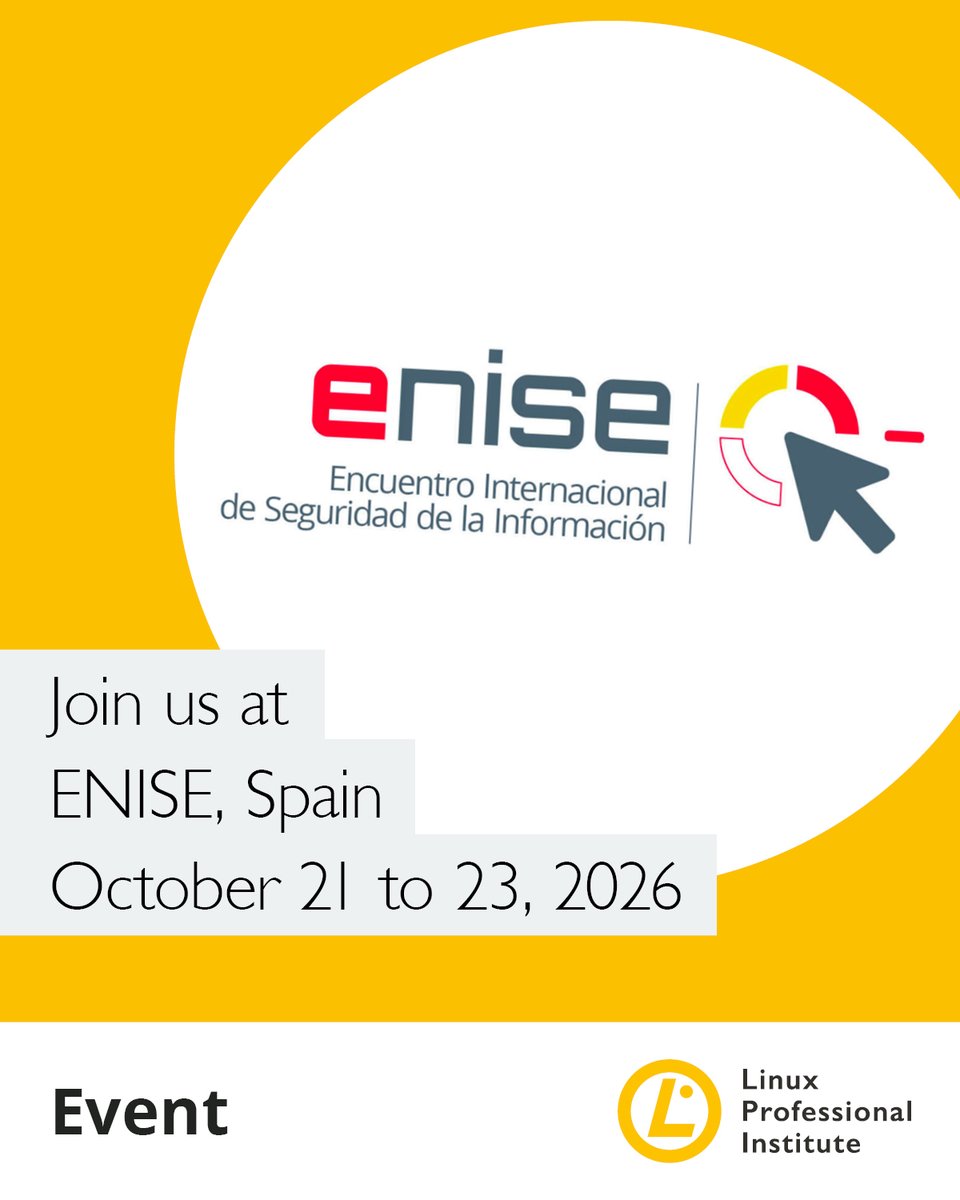 LPIEurope's tweet photo. Build cybersecurity skills with #Linux! 🔐🐧
Meet Elzbieta Godlewska at the shared booth of @LPIConnect and its Training Partner @nanfor at #20ENISE to find out how LPI certifications support #cybersecurity careers.
León, Spain
Oct. 21–23
https://t.co/y13v7KaSZ2
@INCIBE #LPI https://t.co/CYPjj8G03p