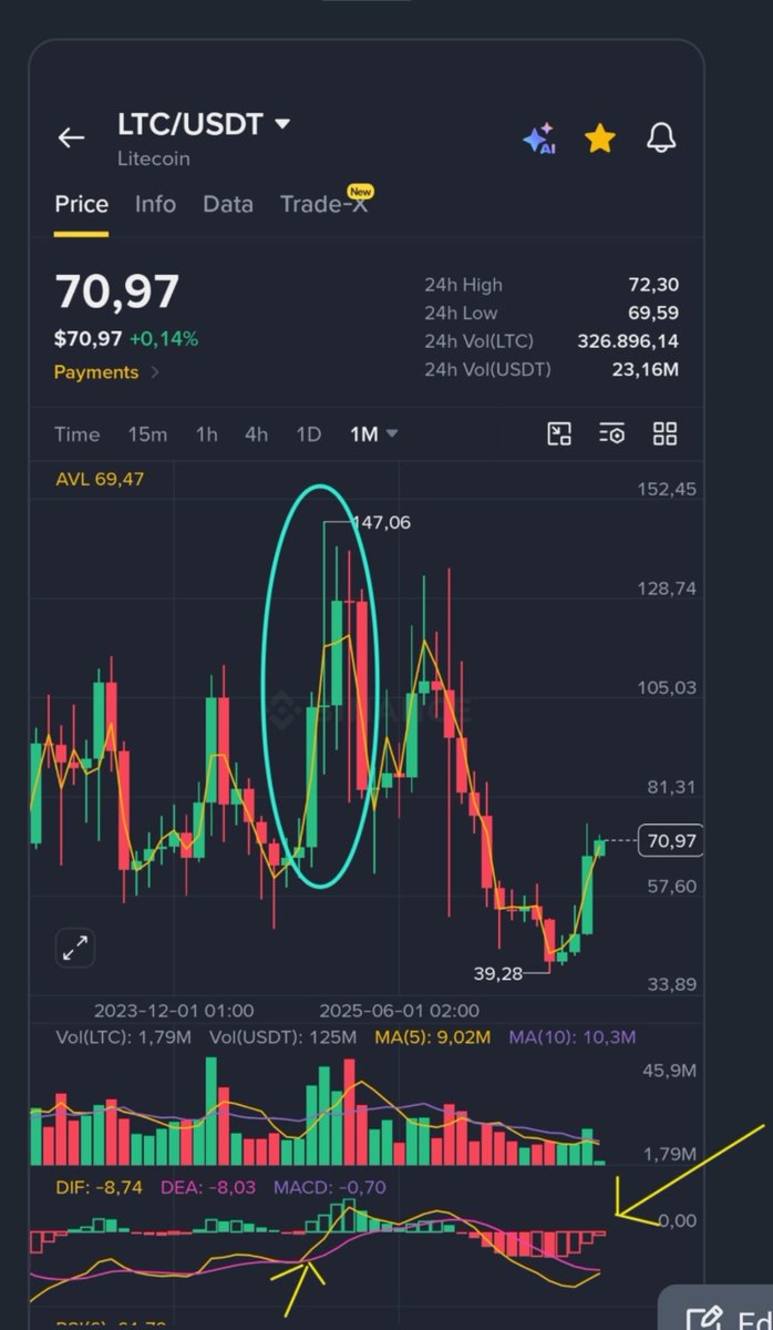 CryptoWizardd's tweet photo. Mac d about to turn green on the monthly $LTC 

Fun times ahead https://t.co/alB6bJ4q14