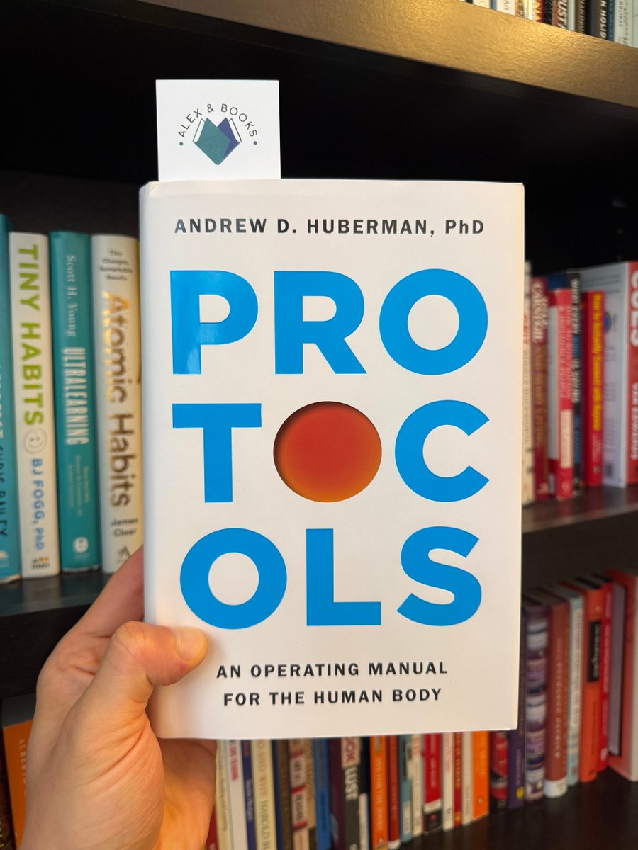 AlexAndBooks_'s tweet photo. Andrew Huberman's new book is a #1 NYT bestseller.

In it @hubermanlab shares practical protocols to unlock your brain and body's full potential.

Here are all 47 of the protocols in 1 tweet:

Sleep Protocol:

-View Sunlight as Soon as Possible After Waking
-View Sunlight in the Late Afternoon
-Avoid Viewing Bright Lights in the Final Hour Before Bedtime
-Find Your Ideal To-Sleep and Wake-Up Times and Strive to Adhere to Them
-Lower Your Core Body Temperature at Night
-Increase Your Core Body Temperature in the Final One to Two Hours of Sleep Before You Wake Up
-Nap (Correctly) to Offset Minor Sleep Deficits
-Use Non-Sleep Deep Rest (NSDR) to Offset Sleep Deficits (and to Get Better at Falling and Staying Asleep at Night)
-Consider Supplements to Support Sleep
-Approach Prescription Sleep Drugs with Caution
-Adjust Your Caffeine Schedule to Improve Your Sleep
-Avoid Alcohol Within Eight Hours Before Sleep
-Avoid Cannabis as a Sleep Aid
-Avoid Screens Within an Hour or More Before Bedtime
-A Tip Sheet for Avoiding Jet Lag

Exercise Protocol:

-Walk as Much as Possible Each Day
-Resistance Train Three Times per Week
-Do Cardiovascular Training Three Times per Week
-Incorporate Brief Mobility and Flexibility Work Two to Four Times per Week

Stress Control Protocol:

-Do One to Three Physiological Sighs to Reduce Stress Fast
-Use Deliberate Cold Exposure to Raise Your Stress Threshold
-Do Non-Sleep Deep Rest (NSDR) to Buffer Against Stress
-Do a Micro Meditation Immediately After Waking Up
-Boost Your Morning Cortisol and Catecholamine Peak
-Consider Specific Supplements to Help Offset Excessive Stress

Nutrition Protocol:

-90 Percent or More of the Food You Eat Should Be Unprocessed or Minimally Processed
-Stay Hydrated
-Eat High CP:C Ratio Protein at Each Full Meal
-Choose Fibrous Vegetables and (Some) Fruit as Your Major Sources of Carbohydrates
-Consume Healthy Fats as Part of Most Meals and Snacks
-Consume Low-Sugar Fermented Foods
-Consume Fatty Ocean Fish and/or Consider Omega-3 Supplements

Light Protocol:

-View Bright Light in the First Hour After Waking to (Further) Increase Your Morning Cortisol Levels
-View Sunlight in the Late Afternoon and/or Early Evening to Help Buffer -You Against Negative Effects of Artificial Light at Night
-Avoid Viewing Bright Light One Hour Before Your Bedtime
-Expose Your Upper and Lower Body Skin to Sunlight During the Day
-Expose Your Skin and Eyes to Long Wavelength Light (Red, Near-IR, and Infrared)

Learning Protocol:

-Shift into a State of Alertness and Focus
-Use Mental Contrasting to Achieve a "State of Urgency" and Reach Your Goals
-Embrace Errors to Improve Your Performance
-Prioritize Sleep the Night After a Learning Bout
-Incorporate Micro Rests into Your Learning Bouts
-Increase Retention of New Skills and Information with Mental Rehearsal

Personal Growth Protocol:

-Replace Mind Wandering with Present-Tethered Awareness
-Apply James Hollis's Guide to Creating Your Best Life
-Resolve Inner Pain Points Through Expressive Writing
-Reframe Loss to Effectively Move Through Grief