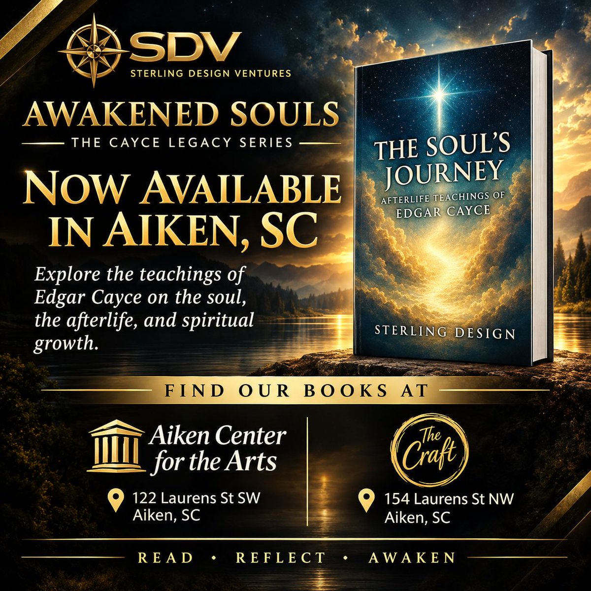 SterlingDesignV's tweet photo. Awakened Souls: The Cayce Legacy Series is now in Aiken, SC. Start with Vol. 1, The Soul's Journey.

Aiken Center for the Arts: https://t.co/VAx6m2dk5X
The Craft: https://t.co/CC0csaZhUv

https://t.co/IVIeEUyQTg #EdgarCayce #AikenSC https://t.co/oq607dyqXD