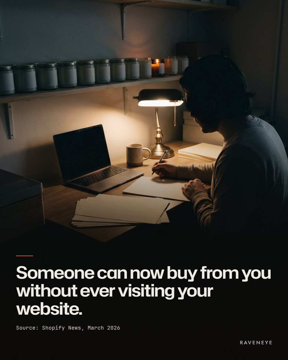 Raveneyeglobal's tweet photo. If you run a Shopify store with Agentic Storefronts, your sales could be coming from a new place.

An AI assistant.

Since March, Shopify says orders can land in your admin with ChatGPT referral attribution.

Have a look at your orders.

#aisearch https://t.co/6nUUcbW0h3