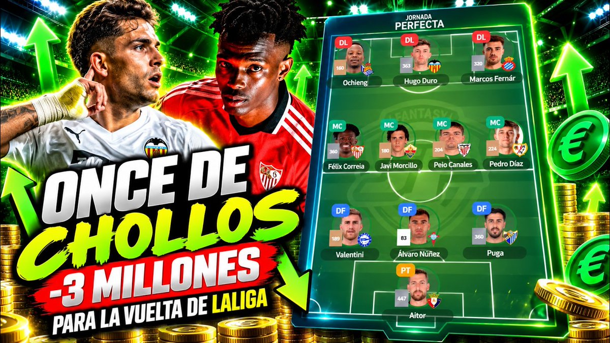JornadaPerfecta's tweet photo. 🔥 ONCE de CHOLLOS Fantasy por MENOS de 3M€.
💥 Preparamos un once completo de jugadores baratos para aprovechar el mercado antes de que vuelva #LaLiga
Os dejamos el vídeo en el hilo 🧐⤵️
#Biwenger #LaLigaFantasy #FantasyMarca https://t.co/3ylQpplEyl