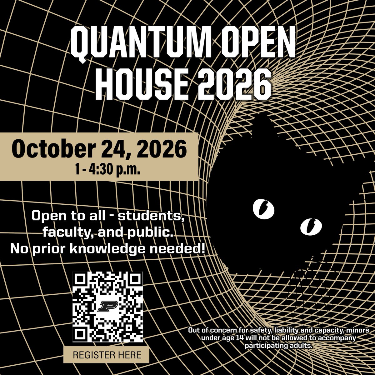 PurdueScience's tweet photo. Explore the quantum world at the @PurduePhysAstro Quantum Open House!

📅 Oct. 24
🕐 1-4:30 p.m.
📍 Physics Building
Register here: https://t.co/afJB9aqHIR

Hands-on demos, lab tours, quantum computing, superconducting levitation and more. #PurdueQuantum #BoilerUp #Physics https://t.co/ULesCl1lQP