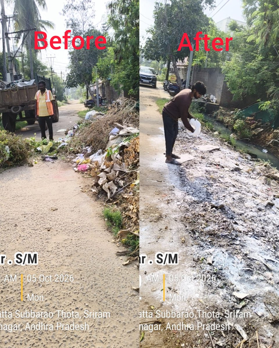 elurumc's tweet photo. Under the SwachhataHiSeva program,EluruMC sanitation teams executed a major sanitation drive across Circles 5, 9,10 &amp; 14 today.
🔹 Bulk garbage lifting across key locations
🔹 Clearance of CTU's
🔹 Major drain desiltation for smooth flow
Together for a cleaner &amp; healthier Eluru. https://t.co/fEWwbisScv