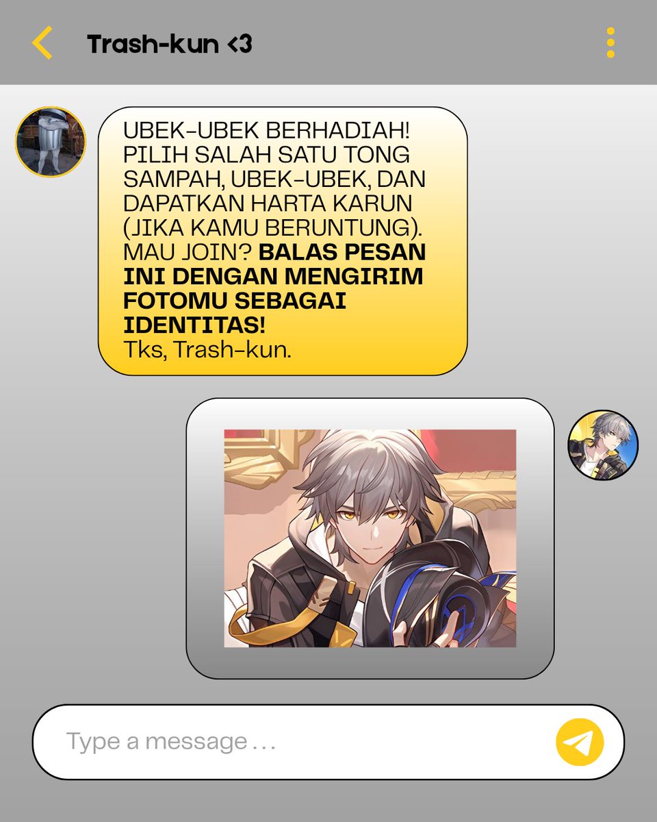 KerjoKeleus's tweet photo. Mulai saja. Seperti kata Trash-kun, sertakan foto terbaik kalian untuk didaftarkan pinj*l—bukan—bergabung dalam permainan. QRT ya, ditunggu sampai jam 19:30 WIB. https://t.co/580s7hjOTt