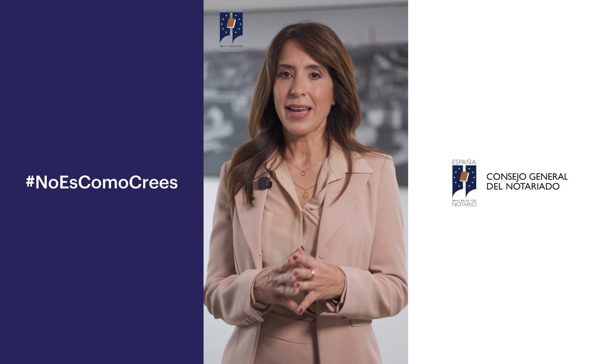 Notarios_ES's tweet photo. 🎥 Con este vídeo de la notaria Marta Mulet lanzamos #NoEsComoCrees, una iniciativa que busca aclarar algunas falsas creencias y dudas sobre cuestiones jurídicas

Conoce la campaña 🔗https://t.co/pHcS7P5iXT https://t.co/c5ijL6mpCd