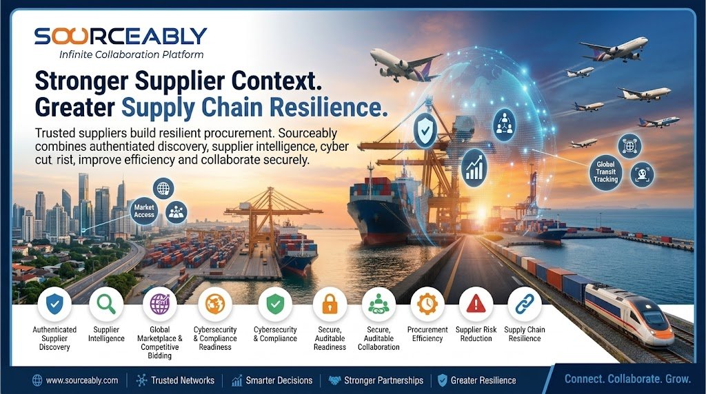 SOURCEABLYUSA's tweet photo. Trusted suppliers build resilient procurement. Sourceably combines authenticated discovery, supplier intelligence, cyber readiness and competitive bidding, helping teams cut risk, improve efficiency and collaborate securely.

#Sourceably #Procurement #SupplyChain https://t.co/wKUDxar1sd