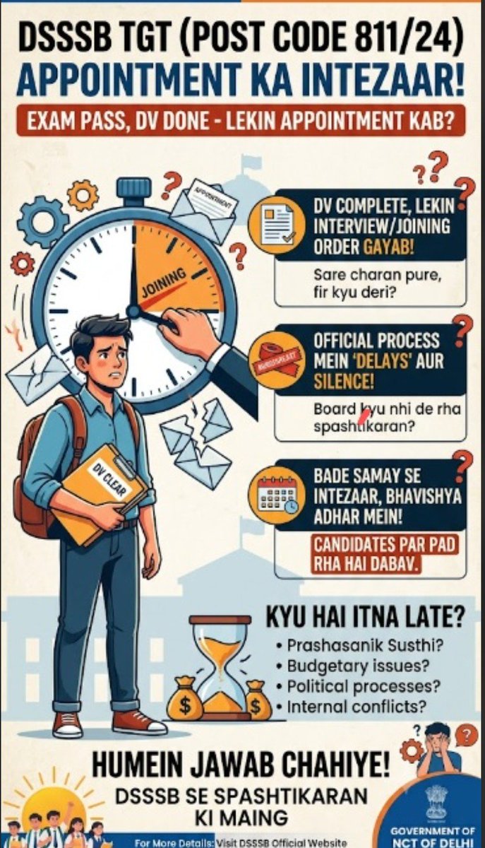 PreetiGaute3b's tweet photo. An earnest appeal to @LtGovDelhi @CMODelhi @Dir_Education &amp; the Delhi Government 
The recruitment for DSSSB Drawing Teacher (Post Code 811/24) has been dragging since February 2024. release our appointment letters! ⏳🏫
#DSSSB811/24 #DSSSBJoining #DrawingTeacher811/24 #DOEDelhi https://t.co/lupkon4ztP