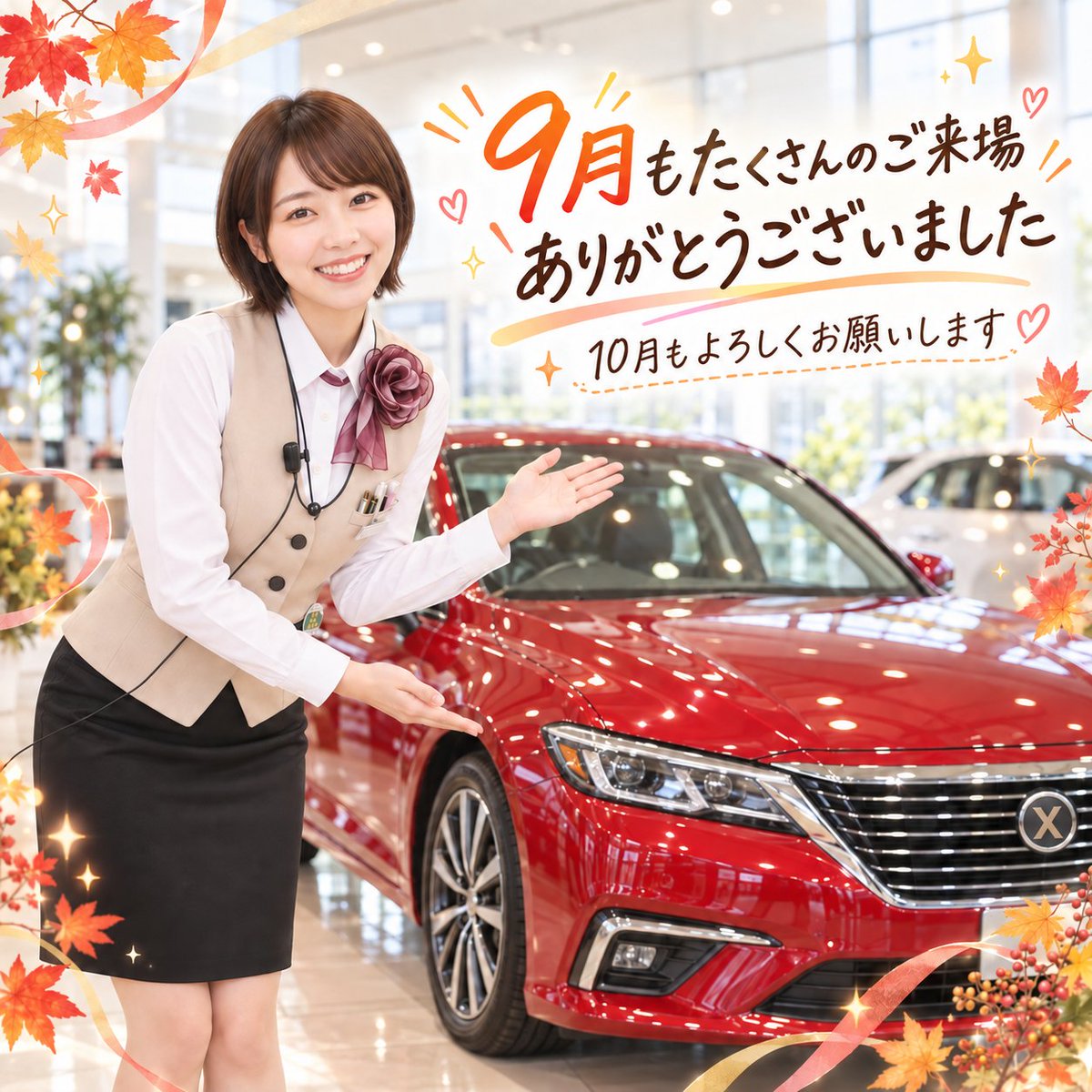 kogaeri001's tweet photo. 9月もたくさんのご来場、ありがとうございました🚗✨
10月も少しずつ成長できるよう頑張ります。よろしくお願いします☺️
#9月ありがとう #10月もよろしく #新人カーディーラー https://t.co/VDs4xgozem