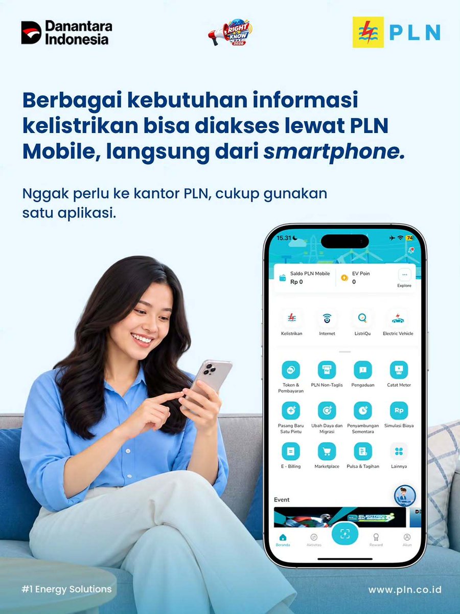 MarosElectrizen's tweet photo. Electrizen, berbagai kebutuhan informasi dan layanan kelistrikan kini bisa diakses lebih mudah lewat PLN Mobile. ⚡

#righttoknowday #rtkd2026 #hakuntuktahu #keterbukaaninformasi #informasiterbukapublikberdaya https://t.co/fYfyWIdGNr
