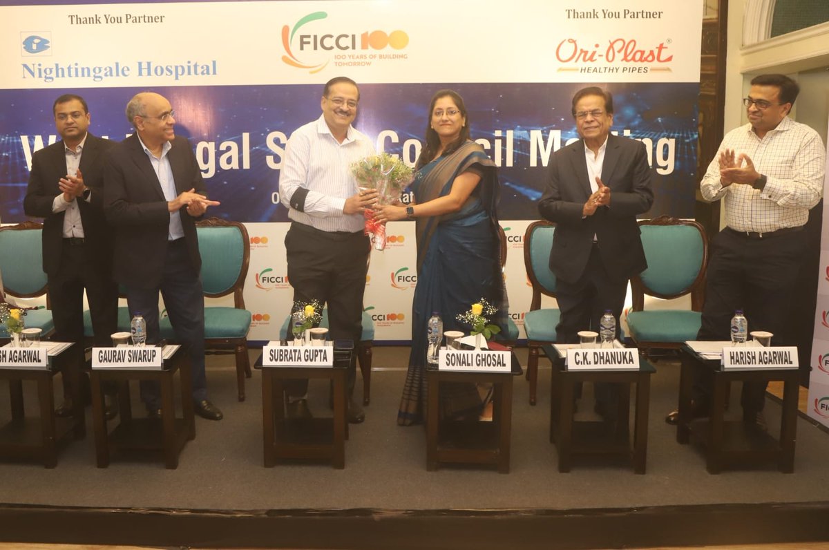 ficci_india's tweet photo. West Bengal is working towards a more facilitative land ecosystem by exploring measures such as land pooling and assured time-bound clearances. Given the growing demand for industrial land, the emphasis in industrial parks should now be on vertical development, which can significantly enhance land-use efficiency and create capacity for future industrial growth, said Dr Subrata Gupta, Advisor to the Hon'ble Chief Minister of West Bengal, while addressing FICCI members during an interactive session on October 1, 2026, in Kolkata.

@SonaliGhosal22
@harvardiz