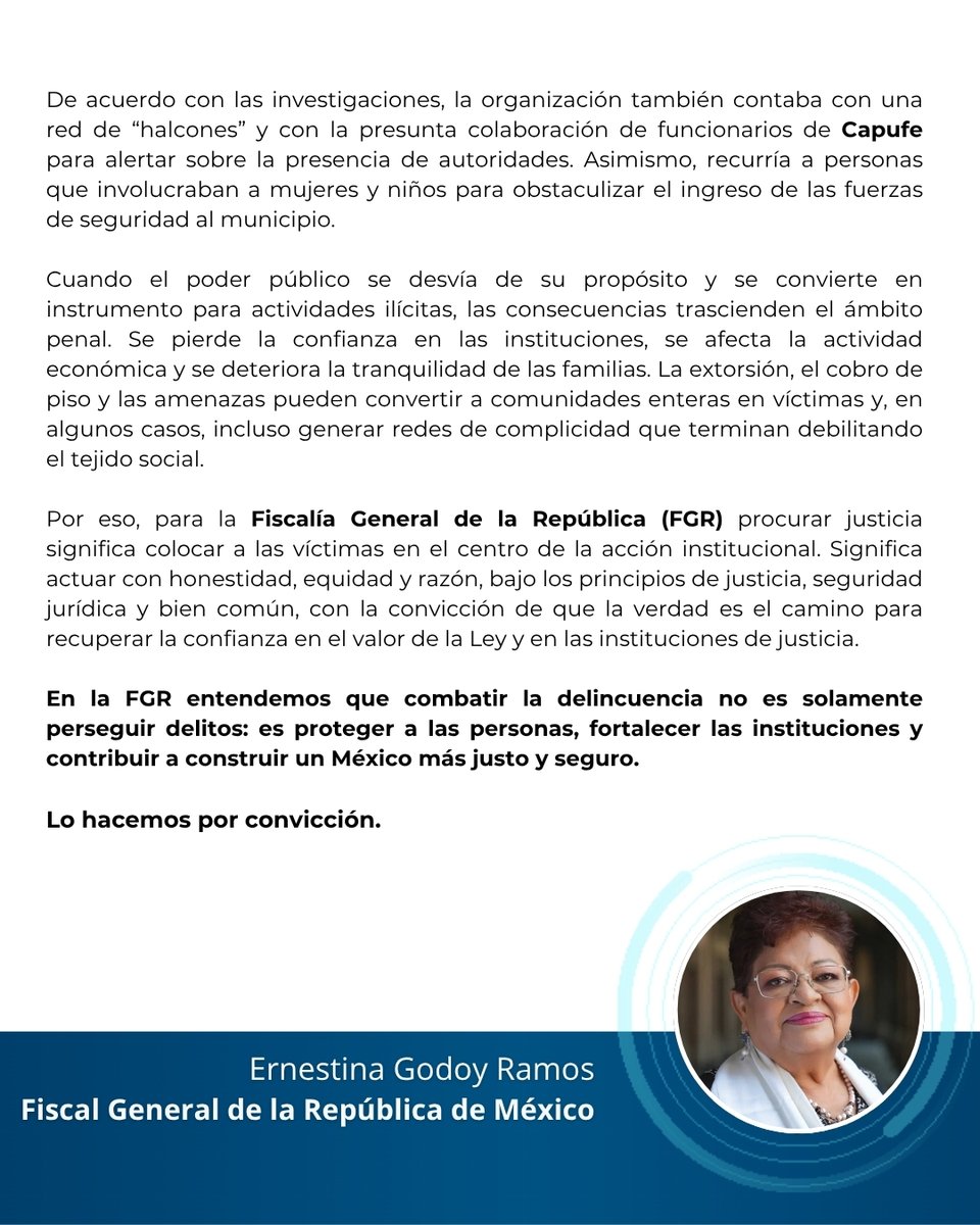 ErnestinaGodoy_'s tweet photo. La verdad y la justicia van de la mano.
Un concepto no puede existir sin el otro.
Partiendo de ello, en la @FGRMexico llevamos a cabo acciones concretas que le den confianza a la ciudadanía, sobre nuestros resultados contra la delincuencia y la corrupción.
En mi columna de este lunes, hablo sobre uno de los casos recientes que hemos investigado con éxito.
La comparto con ustedes. 🔗🌐https://t.co/fUJJsBUGII