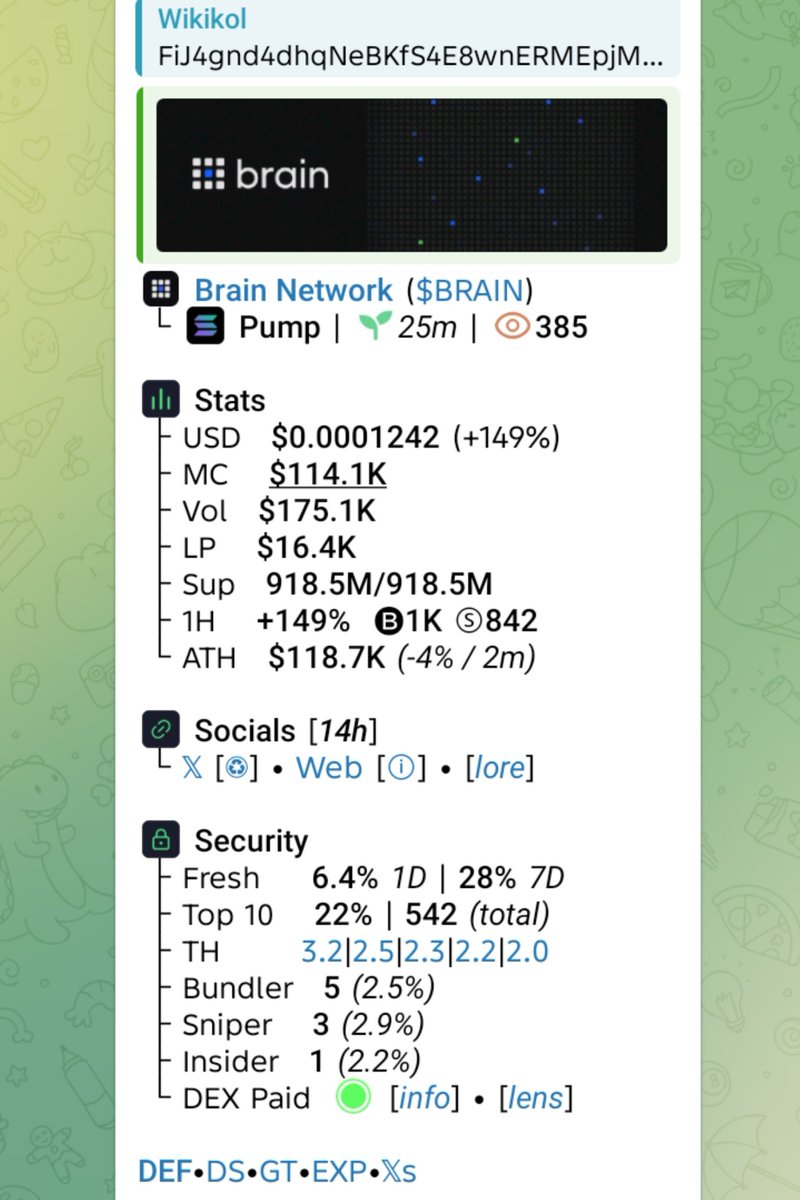 WikiKol1's tweet photo. Watch your entry on $BRAIN
CA
FiJ4gnd4dhqNeBKfS4E8wnERMEpjMPdUfJhu8foipump
#SMNO #CRYPTOAI #CRYPTOCLARITYACT #MEMECOIN https://t.co/Nw7grvvJNE