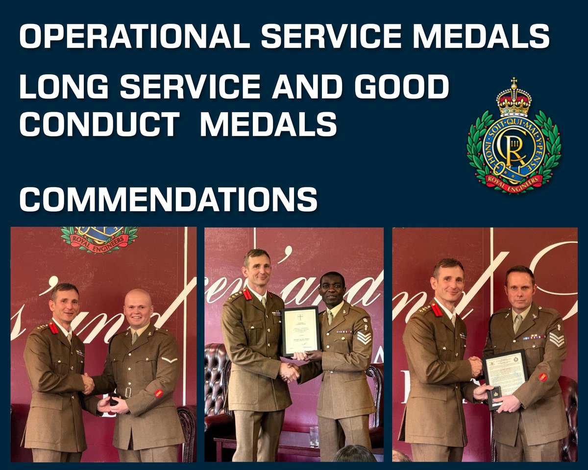 Proud_Sappers's tweet photo. Last week saw the RE Corps Col and Corps SM visit Sappers in Wimbish to award Operational Service Medals, Long Service and Good Conduct Medals and multiple commendations to some very deserved recipients https://t.co/UtrVEjQkmy
