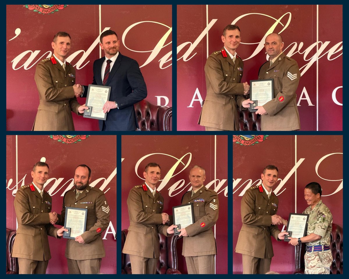 Proud_Sappers's tweet photo. Last week saw the RE Corps Col and Corps SM visit Sappers in Wimbish to award Operational Service Medals, Long Service and Good Conduct Medals and multiple commendations to some very deserved recipients https://t.co/UtrVEjQkmy