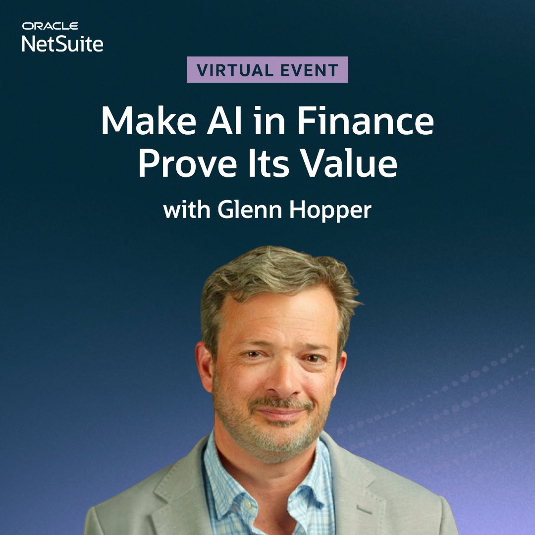 abhishekkseth's tweet photo. Which AI opportunities are worth pursuing? On October 6, @NetSuite and RoboCFO founder Glenn Hopper will explore how to identify promising AI use cases, test them, and measure their value before deciding what to scale. Register: https://t.co/z3erVghBZL https://t.co/UjjxdMPRmH