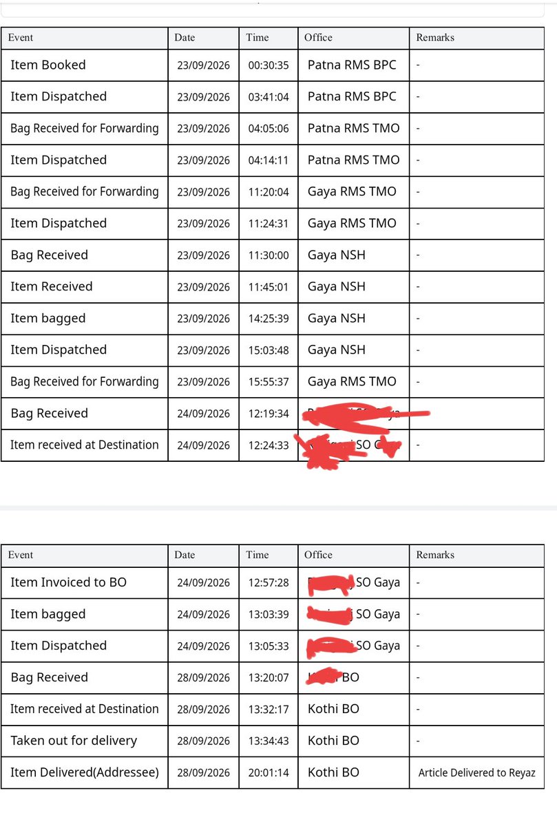 Khurshidraza_'s tweet photo. @IndiaPostOffice मेरा आर्टिकल ट्रैकिंग में “Delivered” दिख रहा है, लेकिन मुझे अभी तक मिला नहीं। जब मिला ही नहीं, तो डिलीवरी किसे और कहाँ की गई? कृपया जाँच कर सही स्थिति बताएं।
@IndiaPostOffice https://t.co/k3nQWjXnPM