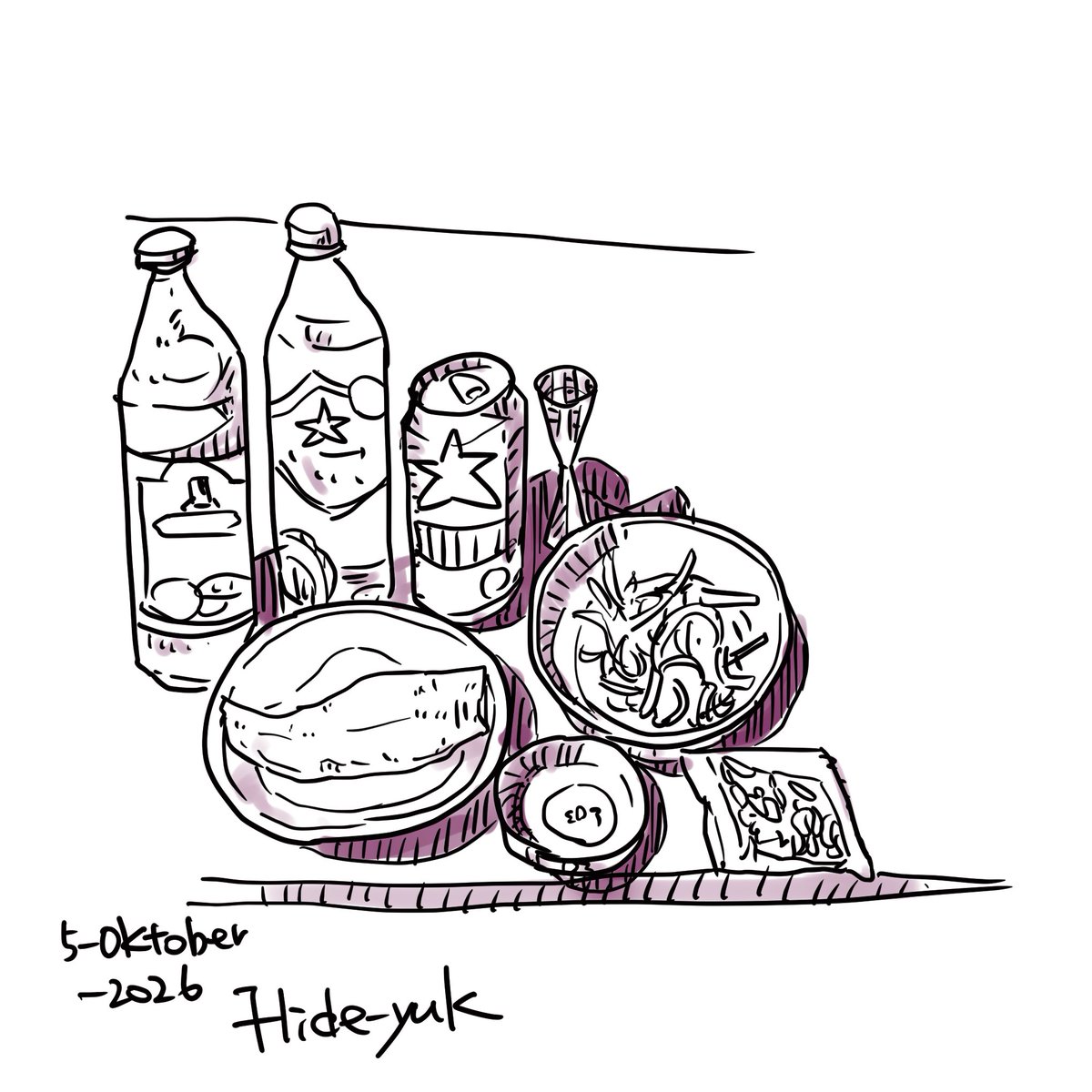 hidebosan's tweet photo. latihan. makan malam pada hari ini. 今日の夕食。 #sketsapen #pensketch  #sketch #clipstudio #makanan https://t.co/NRiqtfgP77